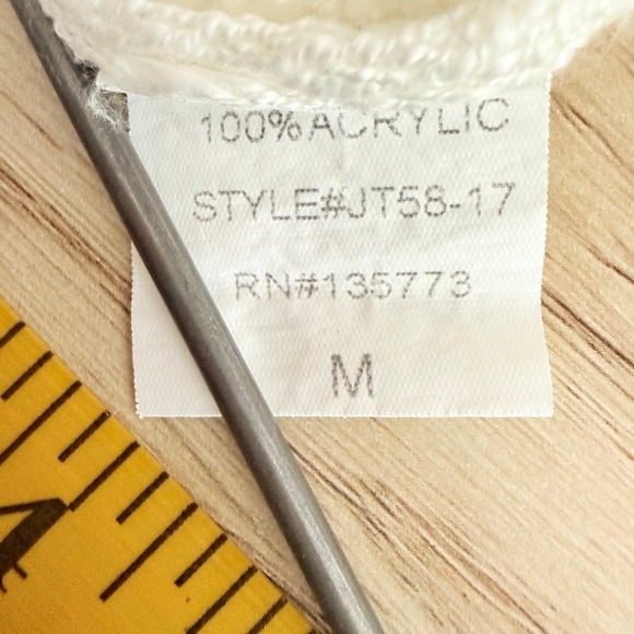 Womens Red Star Cropped Oversized Open Knit Slouchy Sweater Sheer White sz M y2k - Picture 8 of 8